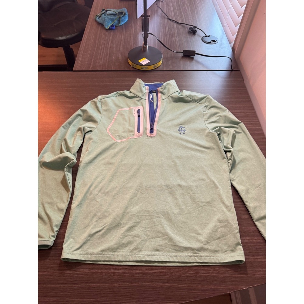 RLX Ralph Lauren Womens Green Linville Golf Club Quarter Zip Pullover Small